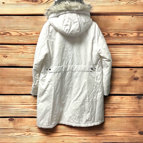 1 Madison White Ski Jacket with Fur-Trimmed Hood - Picture 7 of 9